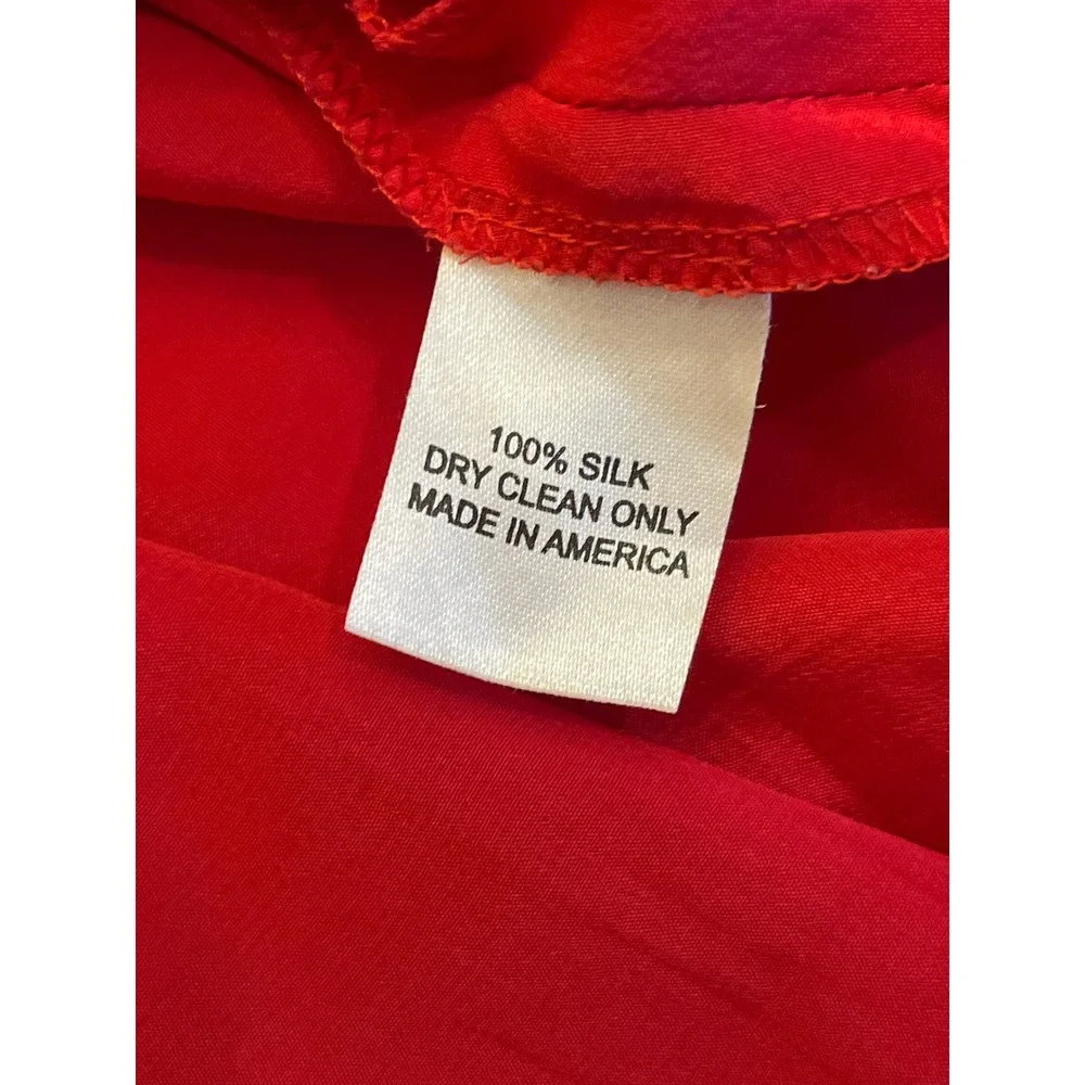 Amanda Uprichard Red Silk‎ V Neck Short Sleeve Hi Lo Dress Size S
